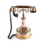 Телефонный аппарат системы АТС в стиле "ретро" с деревянным корпусом и латунными деталями