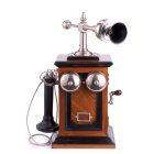 Телефонный аппарат индукторного вызова системы МБ с микрофоном на подвижной штанге, наушником в виде трубки Белла  и поляризованным звонком